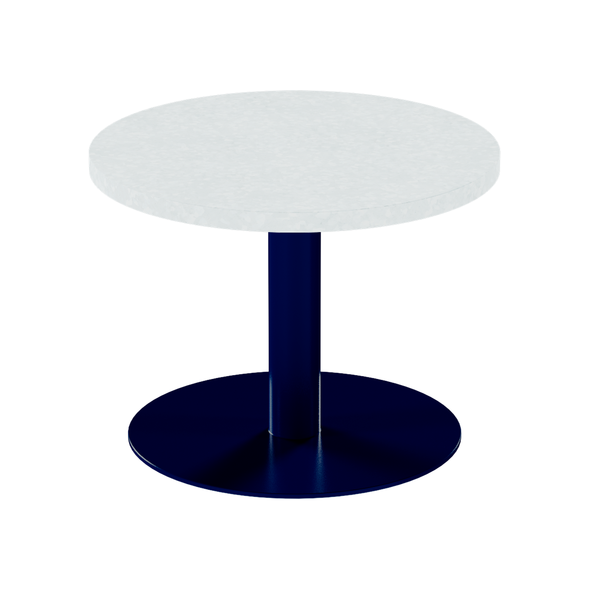 Solis Side Table – 60cm Round – Navy / White Chalk Dapple
