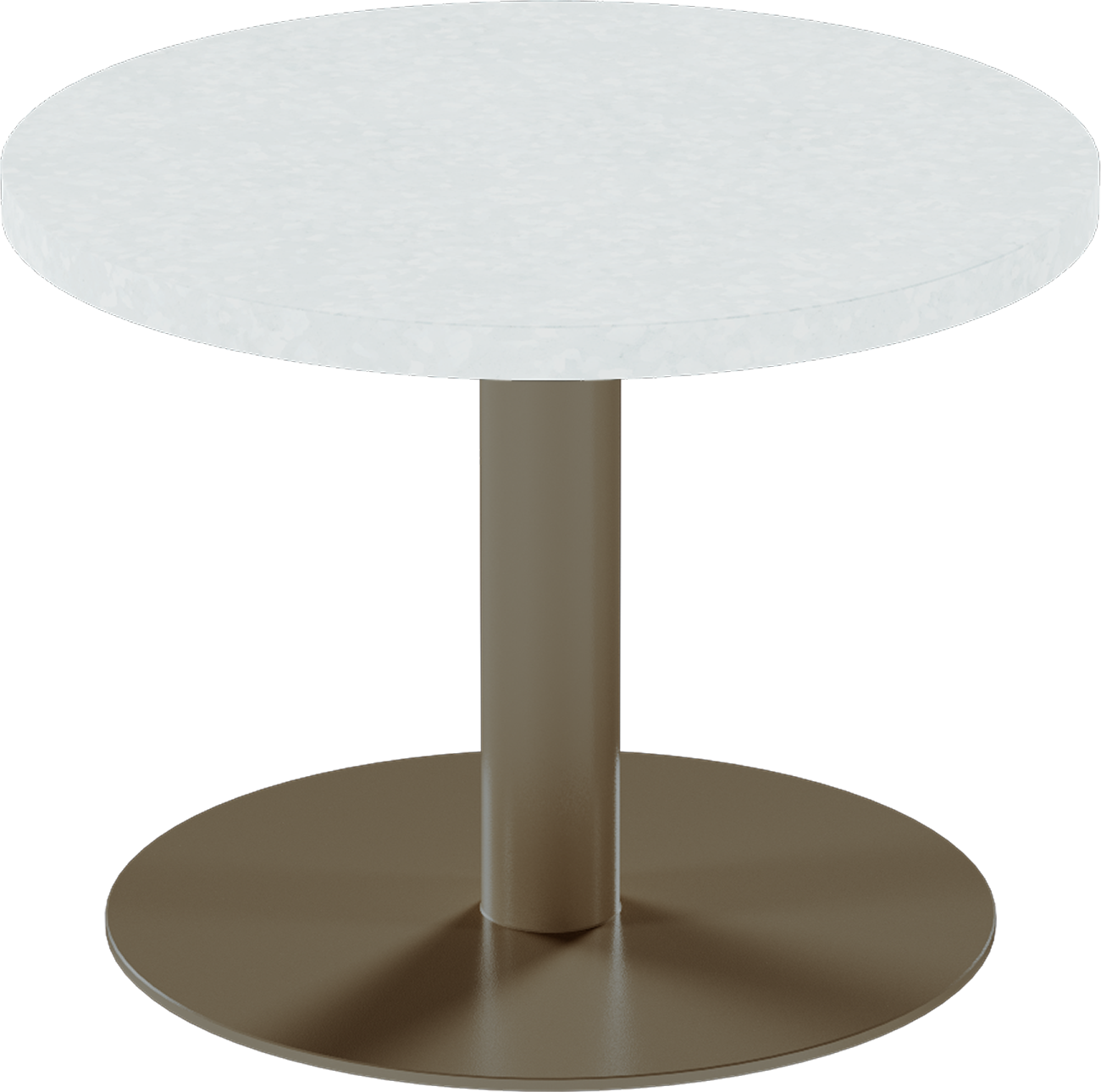 Solis Side Table – 60cm Round – Taupe / White Chalk Dapple