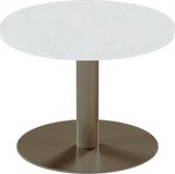 Solis Side Table – 60cm Round – Taupe / White Chalk Dapple