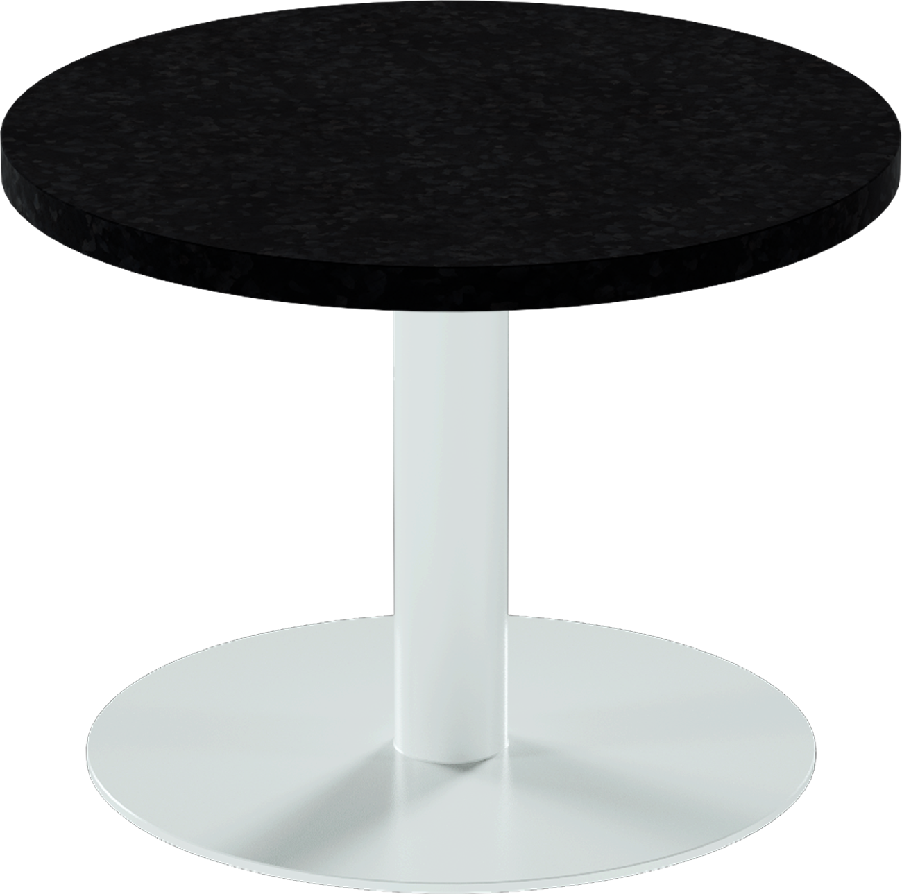 Solis Side Table – 60cm Round – White / Black Onyx Dapple