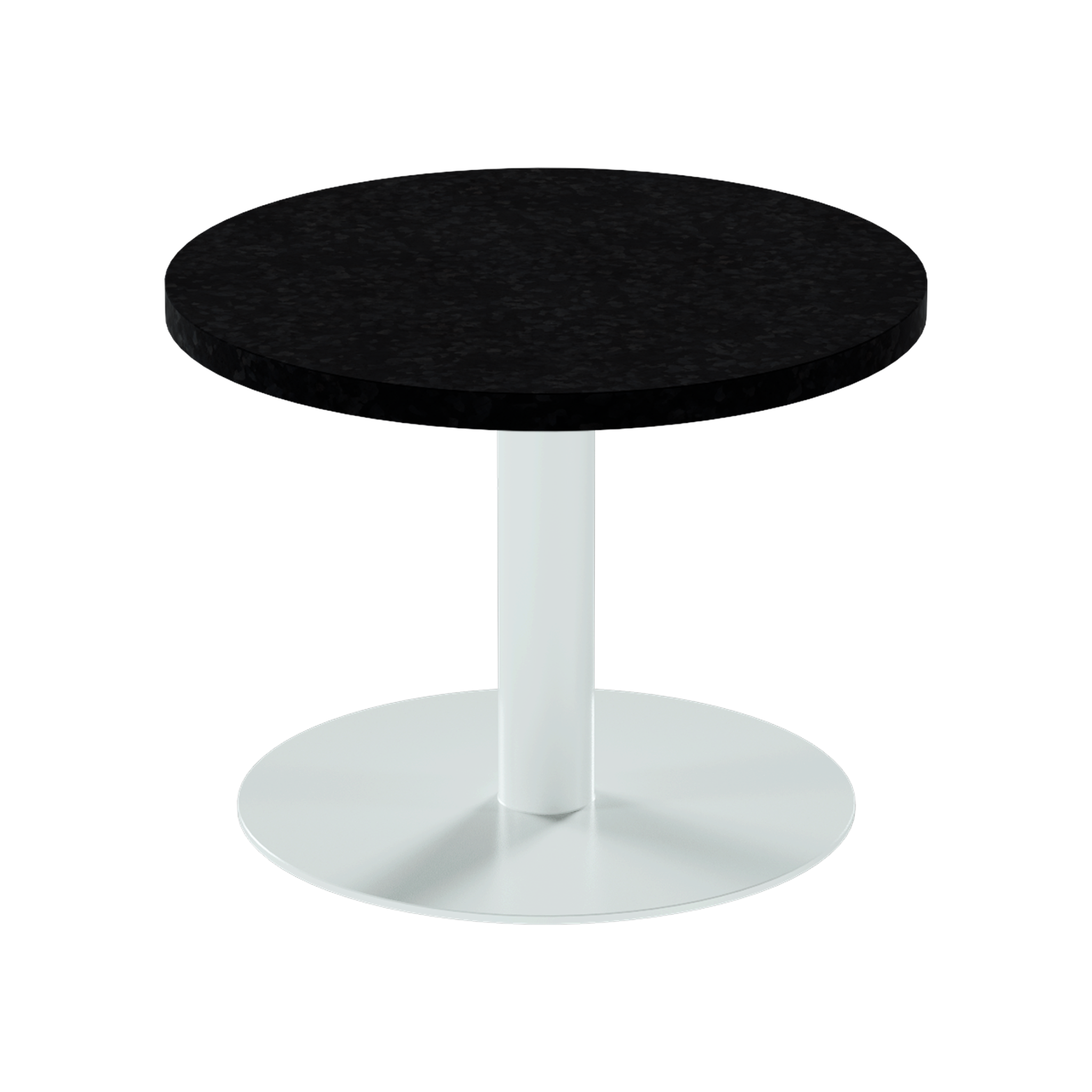 Solis Side Table – 60cm Round – White / Black Onyx Dapple