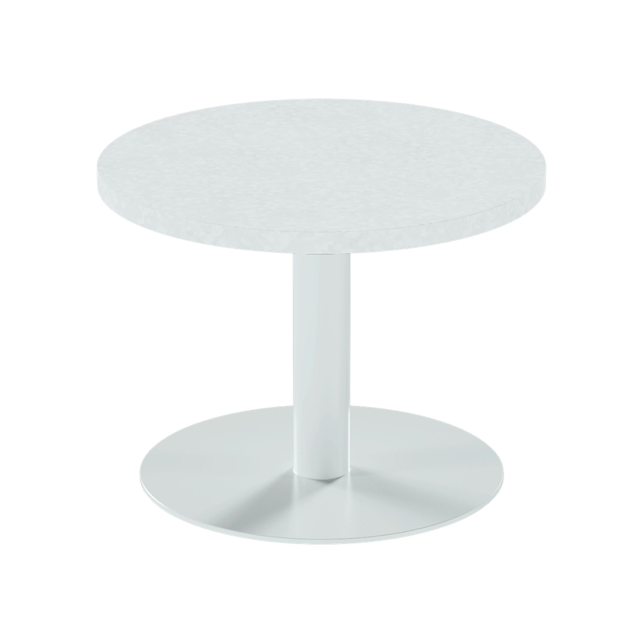 Solis Side Table – 60cm Round – White / White Chalk Dapple