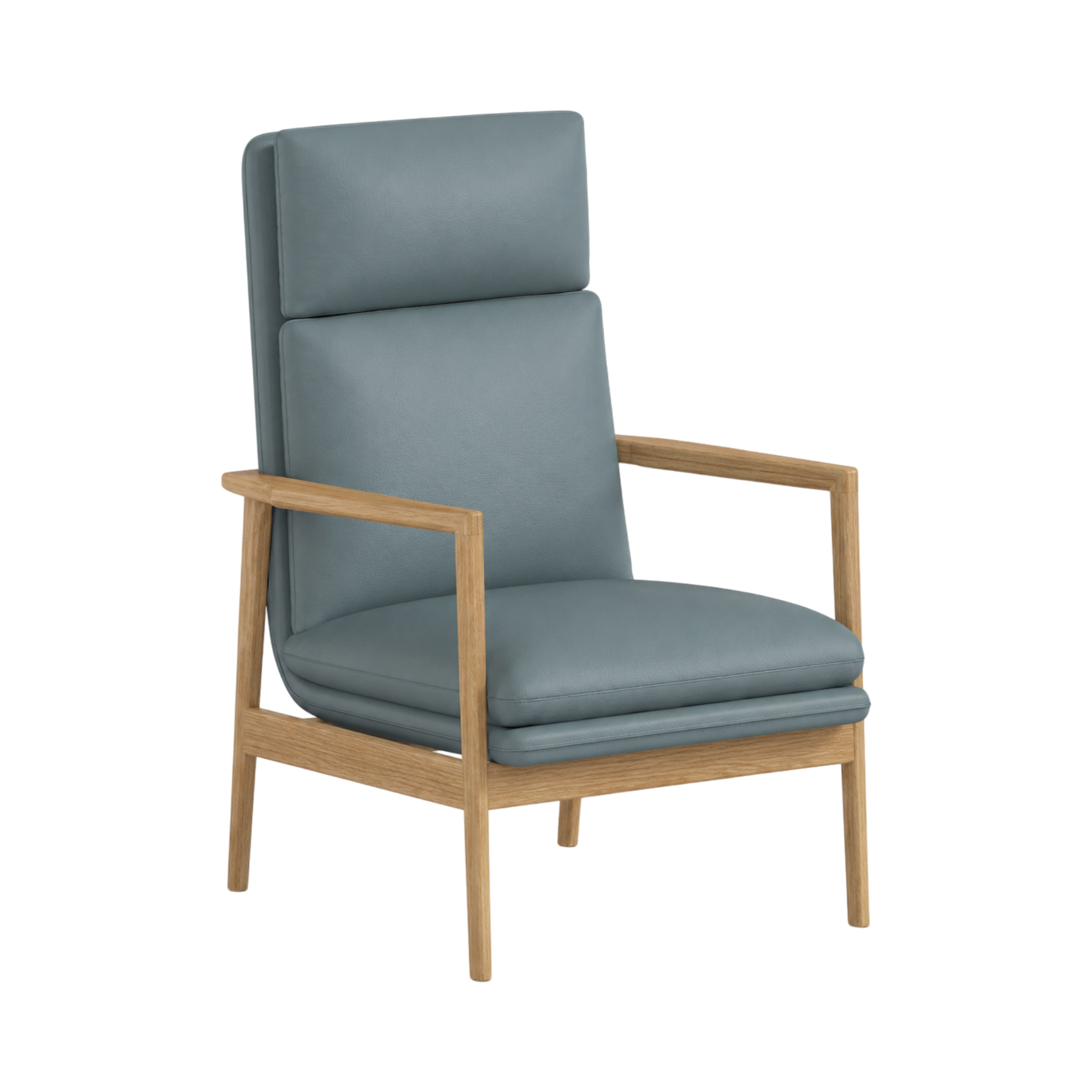 Tobias High Back Chair – Natural Oak / Blue