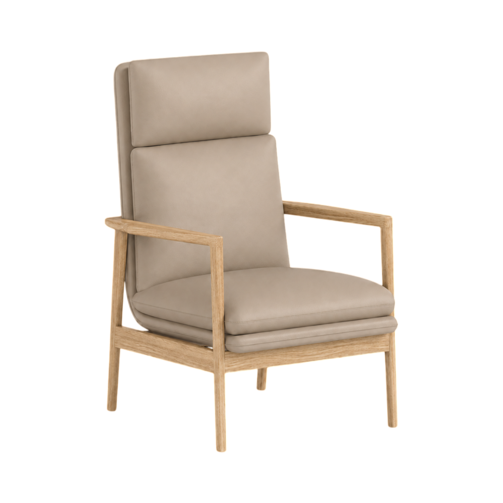 Tobias High Back Chair – Natural Oak / Taupe