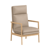 Tobias High Back Chair – Natural Oak / Taupe
