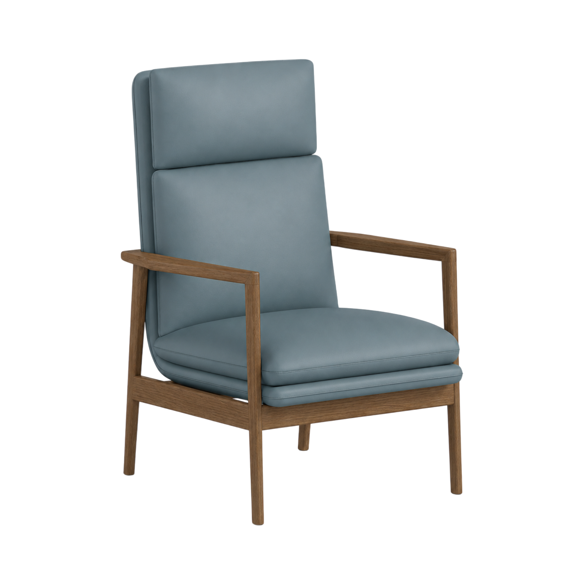 Tobias High Back Chair – Walnut Oak / Blue