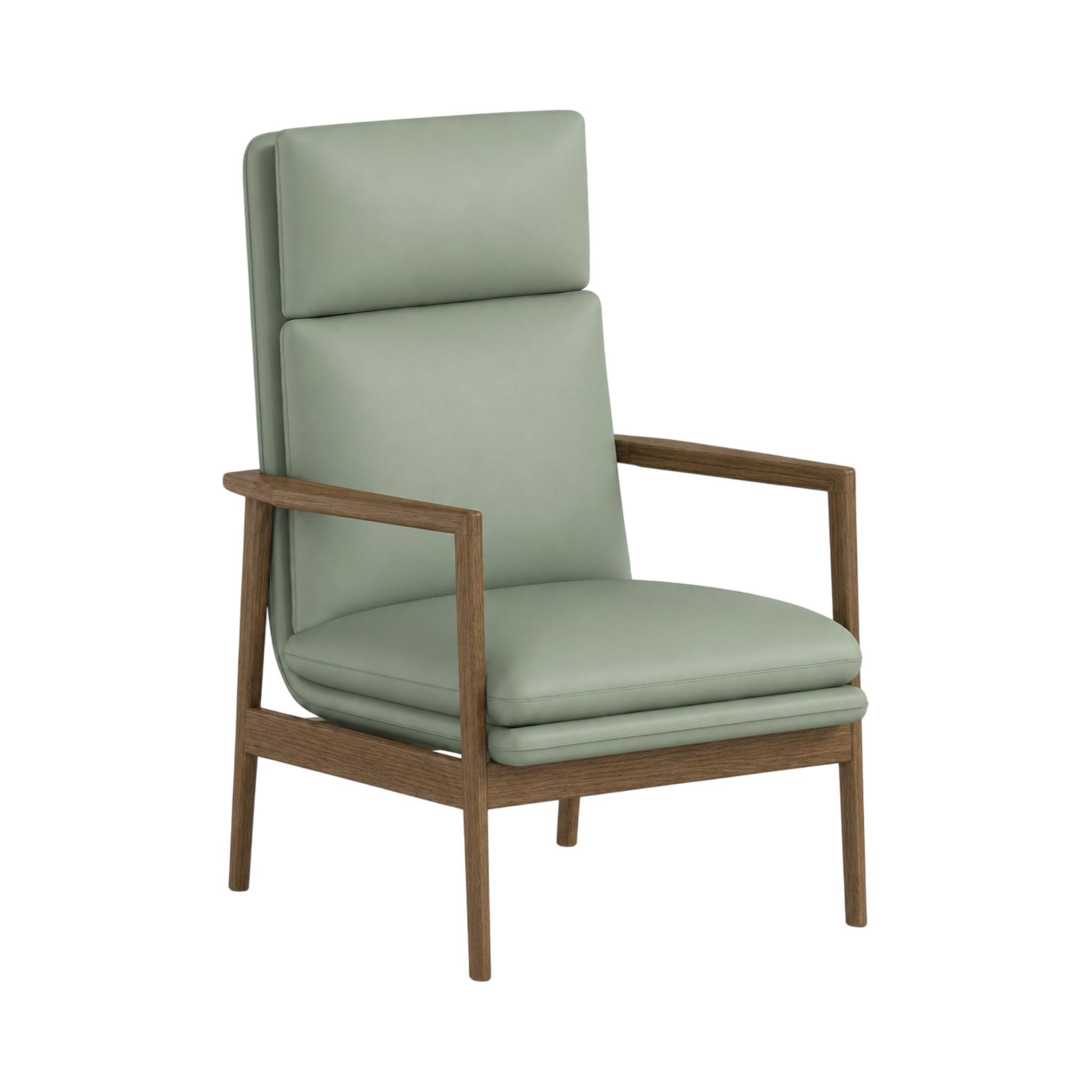 Tobias High Back Chair – Walnut Oak / Sage