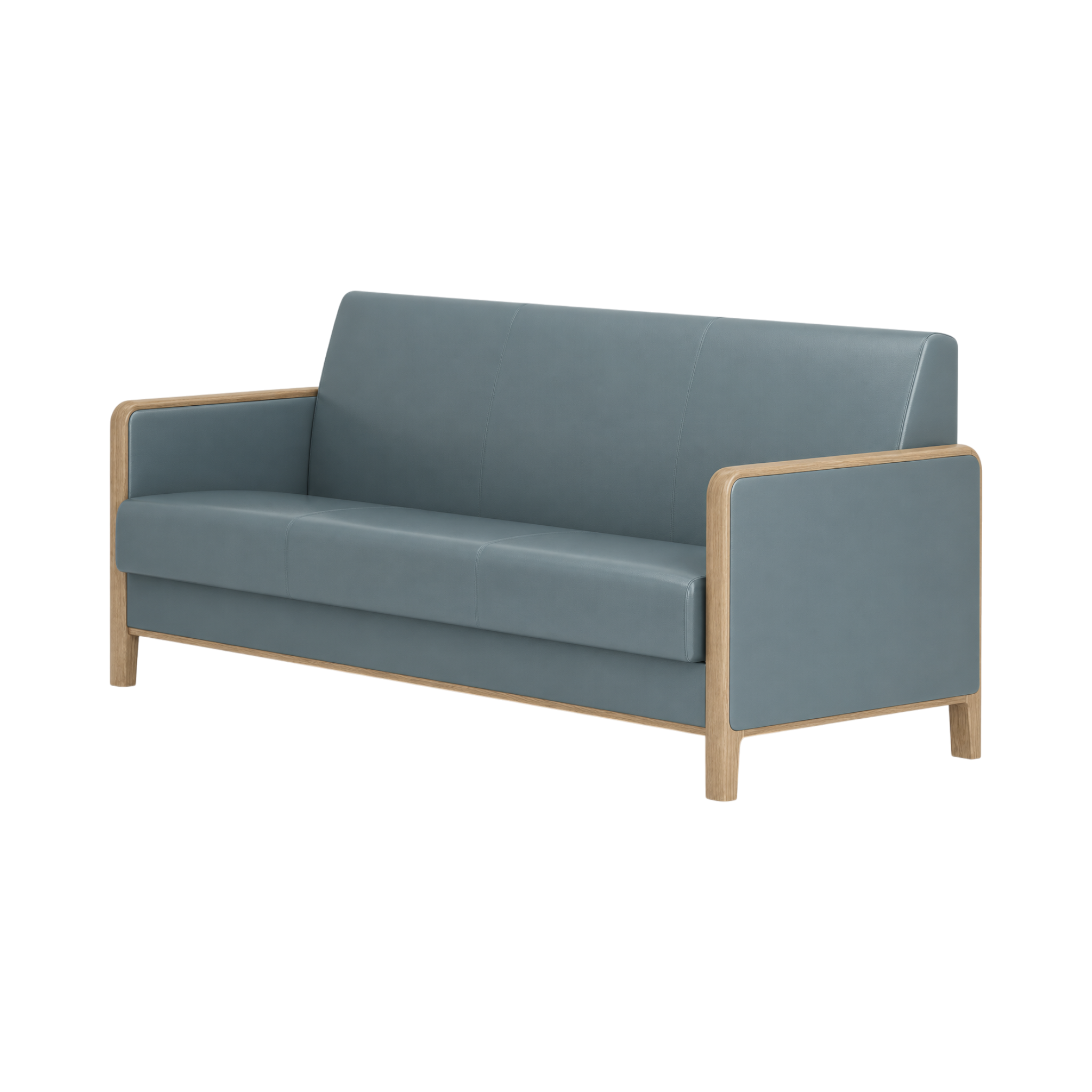Wells Three Seater Sofa – Natural Oak / Blue