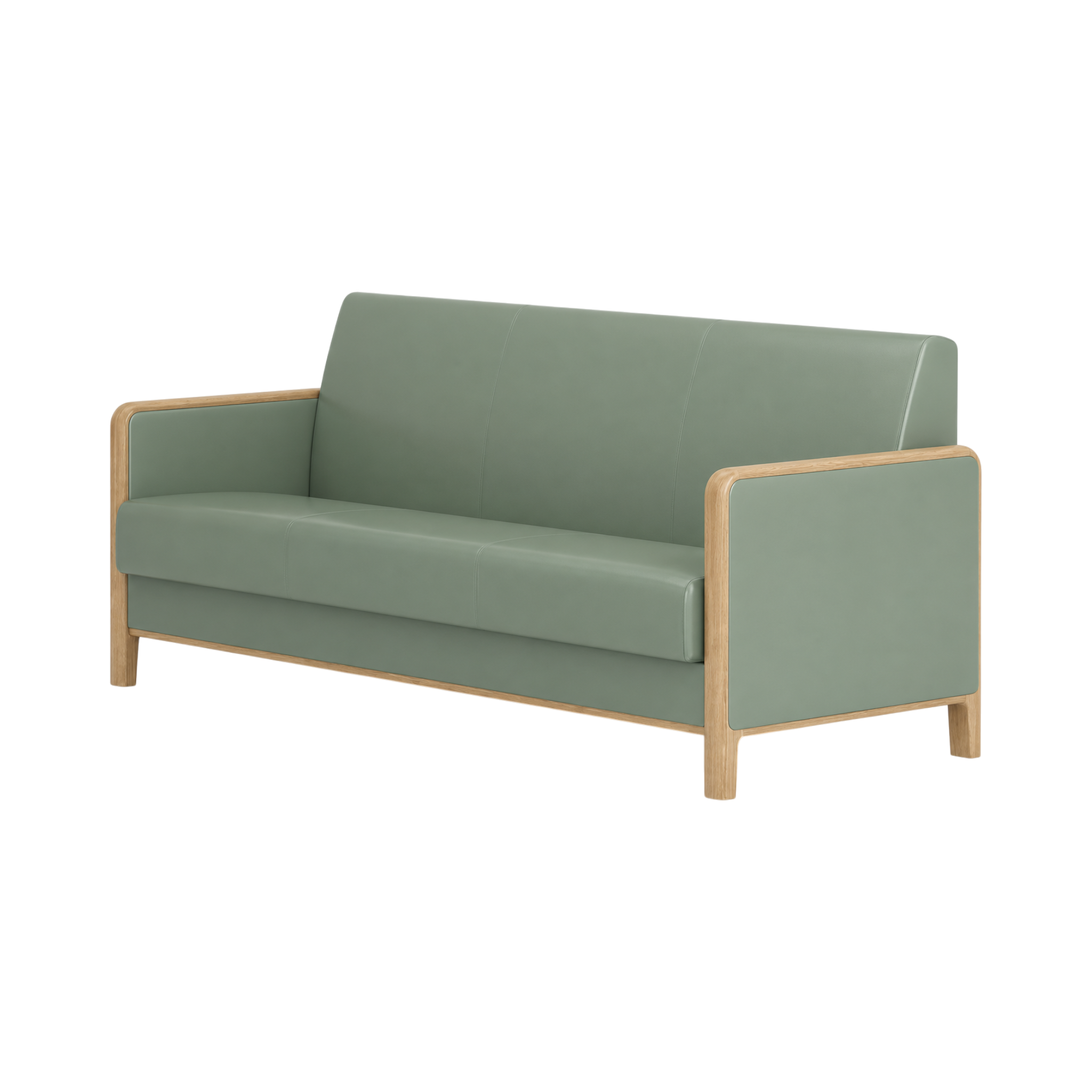 Wells Three Seater Sofa – Natural Oak / Sage