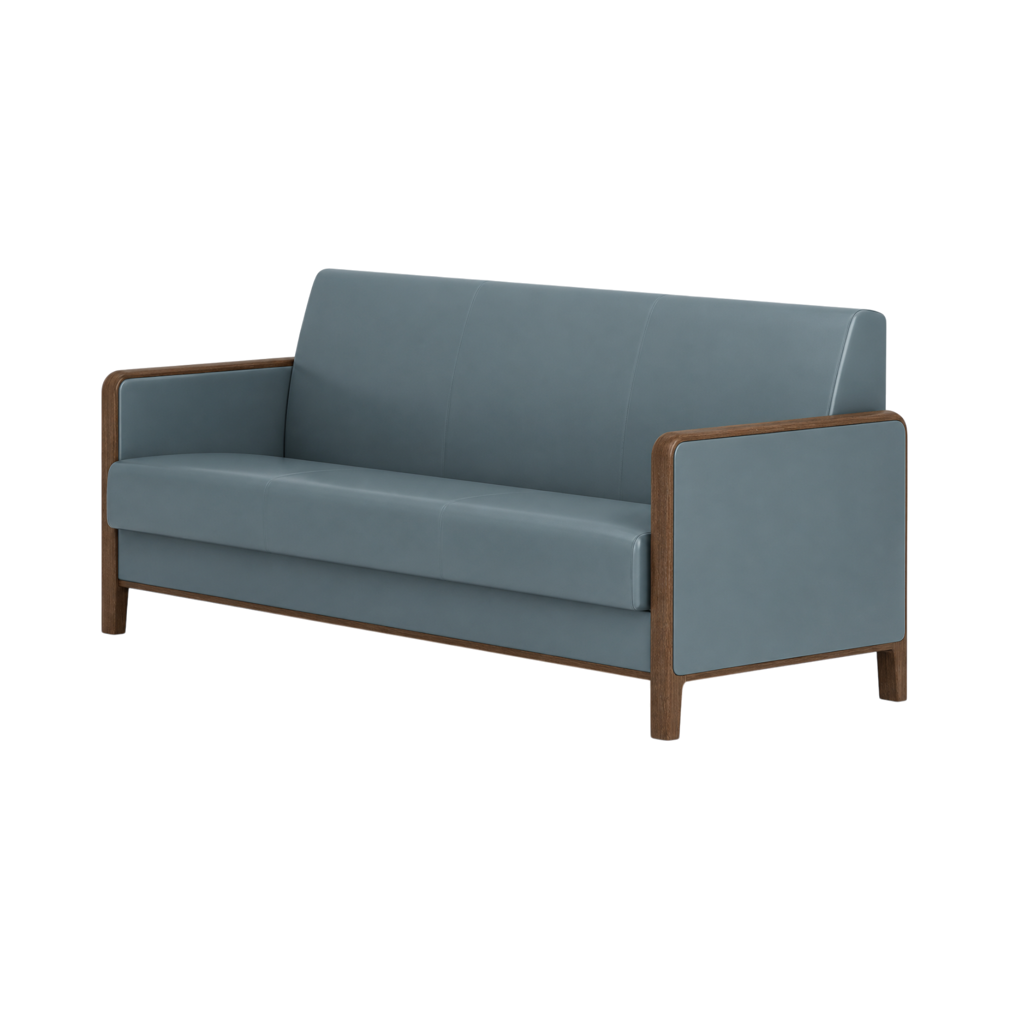 Wells Three Seater Sofa – Walnut Oak / Blue