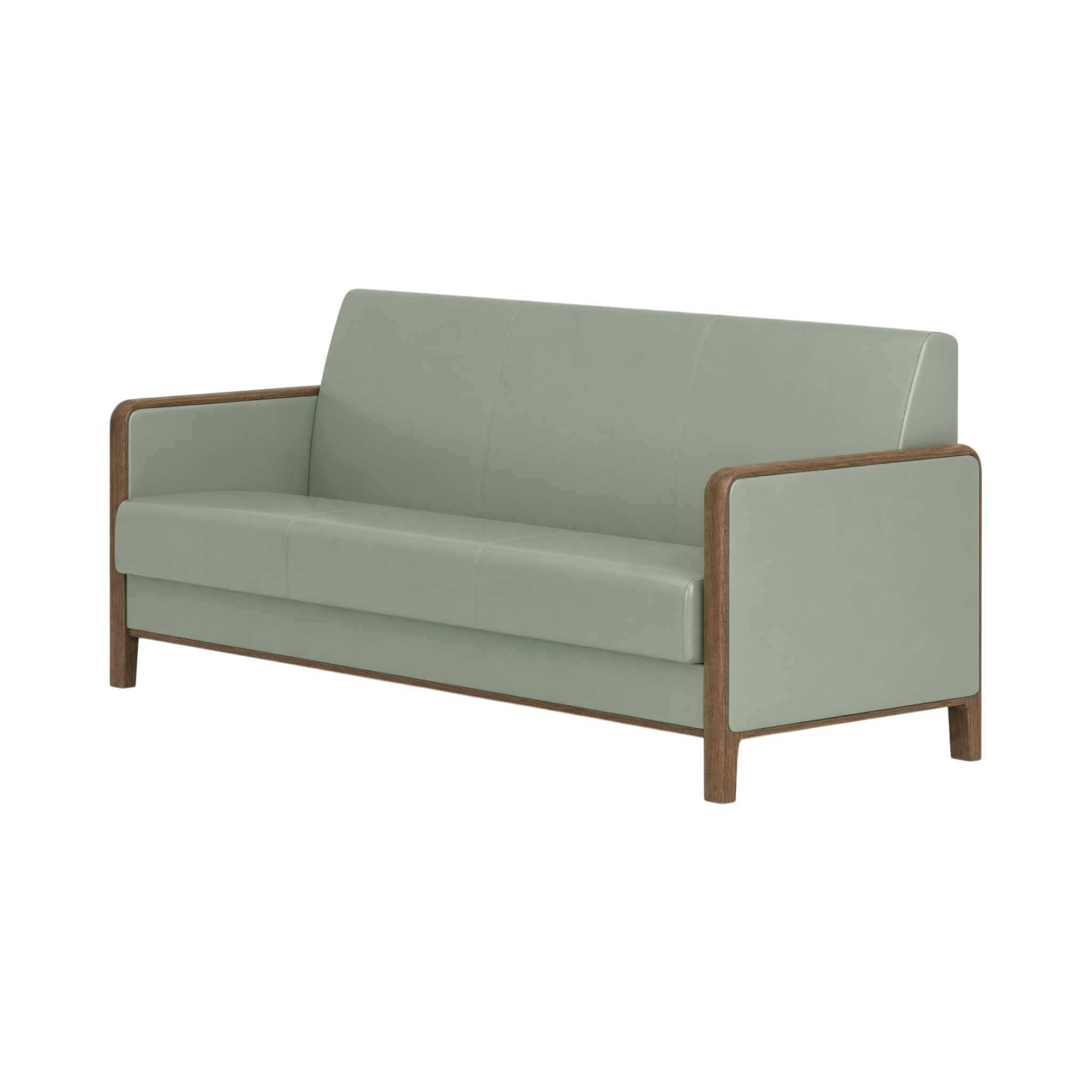 Wells Three Seater Sofa – Walnut Oak / Sage