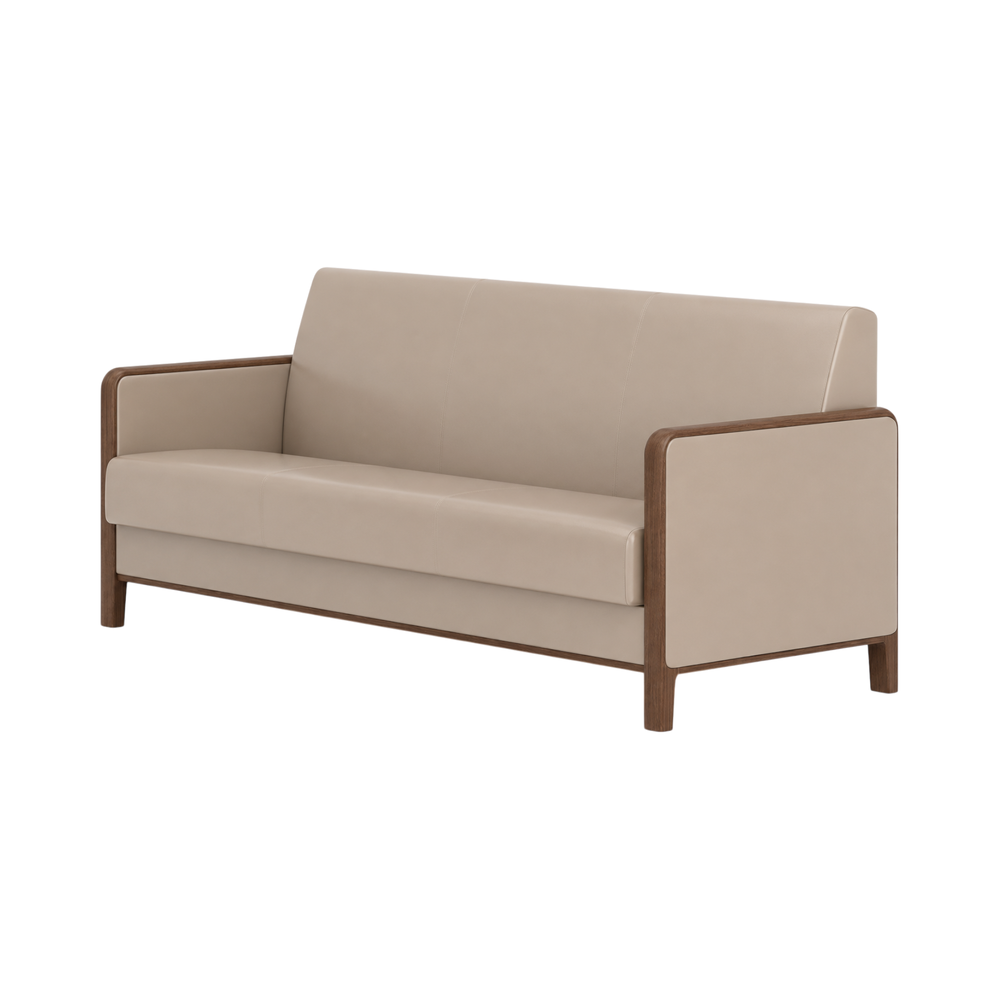 Wells Three Seater Sofa – Walnut Oak / Taupe